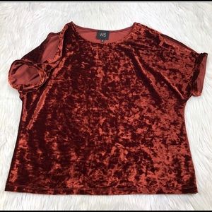 Orange/ Brown crushed velvet top